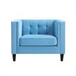 Posh Living Phoenix Button Tufted Velvet Accent Chair in Sky Blue