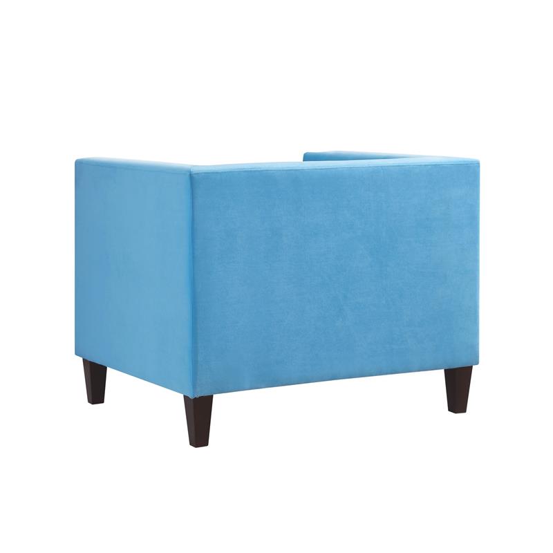 Posh Living Phoenix Button Tufted Velvet Accent Chair in Sky Blue