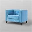 Posh Living Phoenix Button Tufted Velvet Accent Chair in Sky Blue