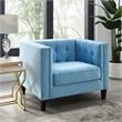 Posh Living Phoenix Button Tufted Velvet Accent Chair in Sky Blue
