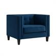Posh Living Phoenix Button Tufted Velvet Accent Chair in Navy Blue