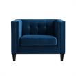Posh Living Phoenix Button Tufted Velvet Accent Chair in Navy Blue