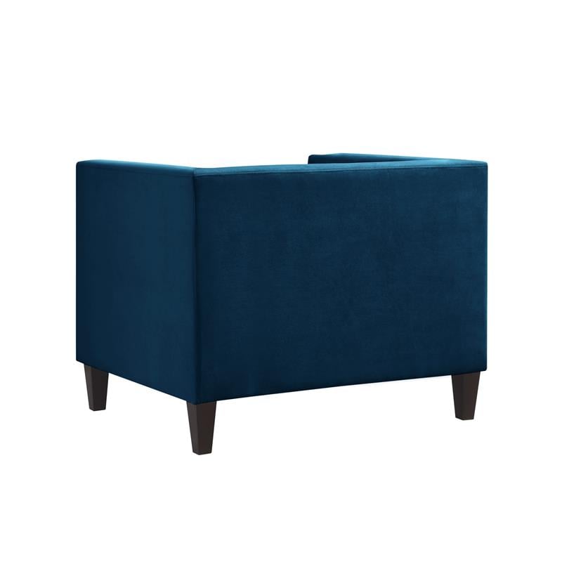Posh Living Phoenix Button Tufted Velvet Accent Chair in Navy Blue