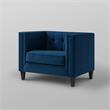 Posh Living Phoenix Button Tufted Velvet Accent Chair in Navy Blue