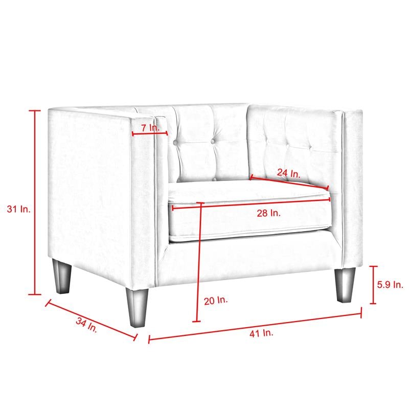 Posh Living Phoenix Button Tufted Velvet Accent Chair in Navy Blue