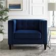Posh Living Phoenix Button Tufted Velvet Accent Chair in Navy Blue