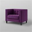 Posh Living Phoenix Button Tufted Velvet Accent Chair in Purple