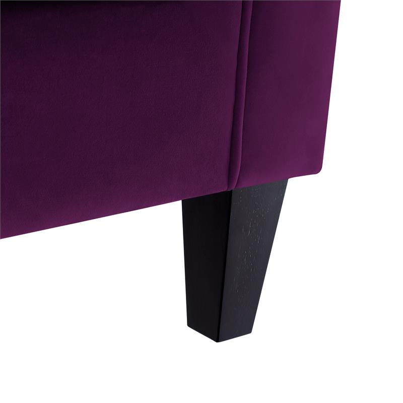 Posh Living Phoenix Button Tufted Velvet Accent Chair in Purple