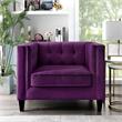 Posh Living Phoenix Button Tufted Velvet Accent Chair in Purple
