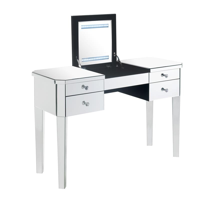 White Makeup Vanity with Storage & Flip Top Mirror 4 Drawers