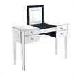 Posh Living Curt 4-Storage Drawers Mirrored Flip Top LED Vanity Table in Black