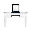 Posh Living Curt 4-Storage Drawers Mirrored Flip Top LED Vanity Table in Black