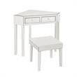 Posh Living Perry Mirrored 3-Piece Bedroom Vanity Set in White