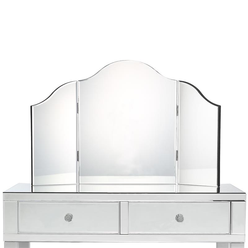 Posh Living Perry Mirrored 3-Piece Bedroom Vanity Set in White