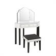 Posh Living Perry Mirrored 3-Piece Bedroom Vanity Set in Black