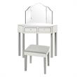 Posh Living Perry Mirrored 3-Piece Bedroom Vanity Set in Gray