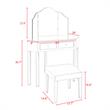 Posh Living Perry Mirrored 3-Piece Bedroom Vanity Set in Gray