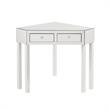 Posh Living Perry Mirrored Corner Bedroom Vanity with Stool in White