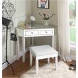 Posh Living Perry Mirrored Corner Bedroom Vanity with Stool in White