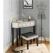Posh Living Perry Mirrored Corner Bedroom Vanity with Stool in Black
