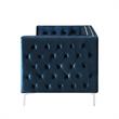 Posh Living Levi Tufted Velvet 3-Seat Sofa with Nailhead Trim in Navy Blue