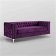 Posh Living Levi Tufted Velvet 3-Seat Sofa with Nailhead Trim in Purple