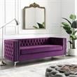 Posh Living Levi Tufted Velvet 3-Seat Sofa with Nailhead Trim in Purple