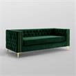 Posh Living Levi Tufted Velvet 3-Seat Sofa with Nailhead Trim in Hunter Green