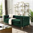 Posh Living Levi Tufted Velvet 3-Seat Sofa with Nailhead Trim in Hunter Green