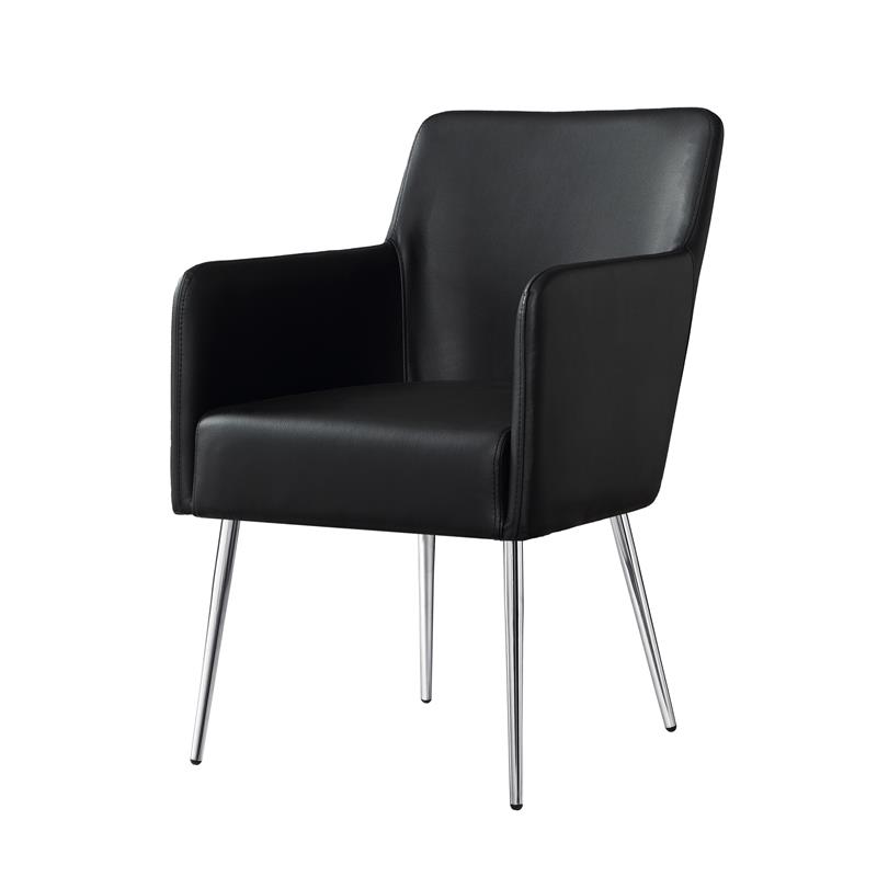 Posh Living Perogo Faux Leather Dining Chair in Black (Set of 2)