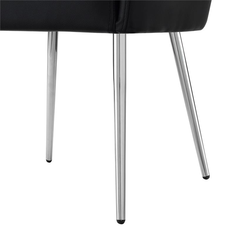 Posh Living Perogo Faux Leather Dining Chair in Black (Set of 2)