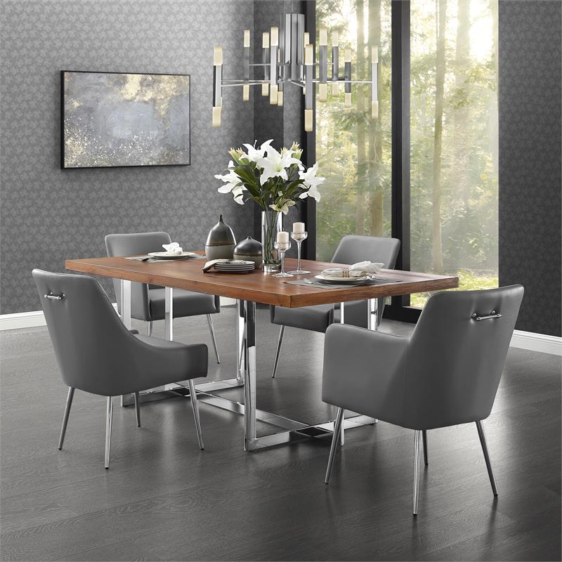Posh Living Perogo Faux Leather Dining, Faux Leather Dining Room Chairs