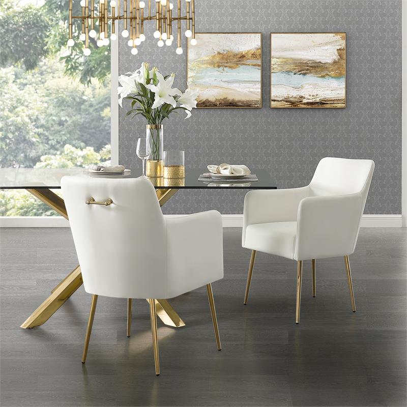 Posh Living Perogo Faux Leather Dining, Dining Room Chairs With Handles On Back