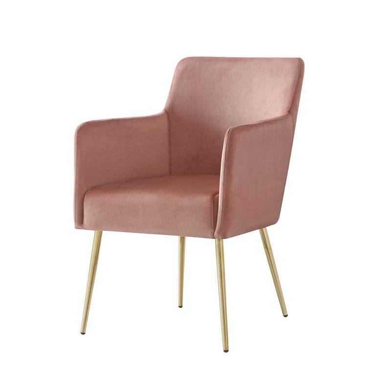 Posh Living Perogo Velvet Dining Chair in Blush Pink/Gold (Set of 2)