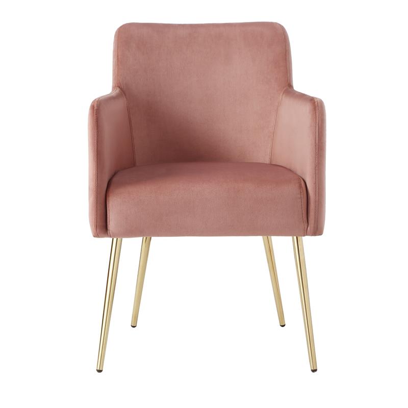 Posh Living Perogo Velvet Dining Chair in Blush Pink/Gold (Set of 2)
