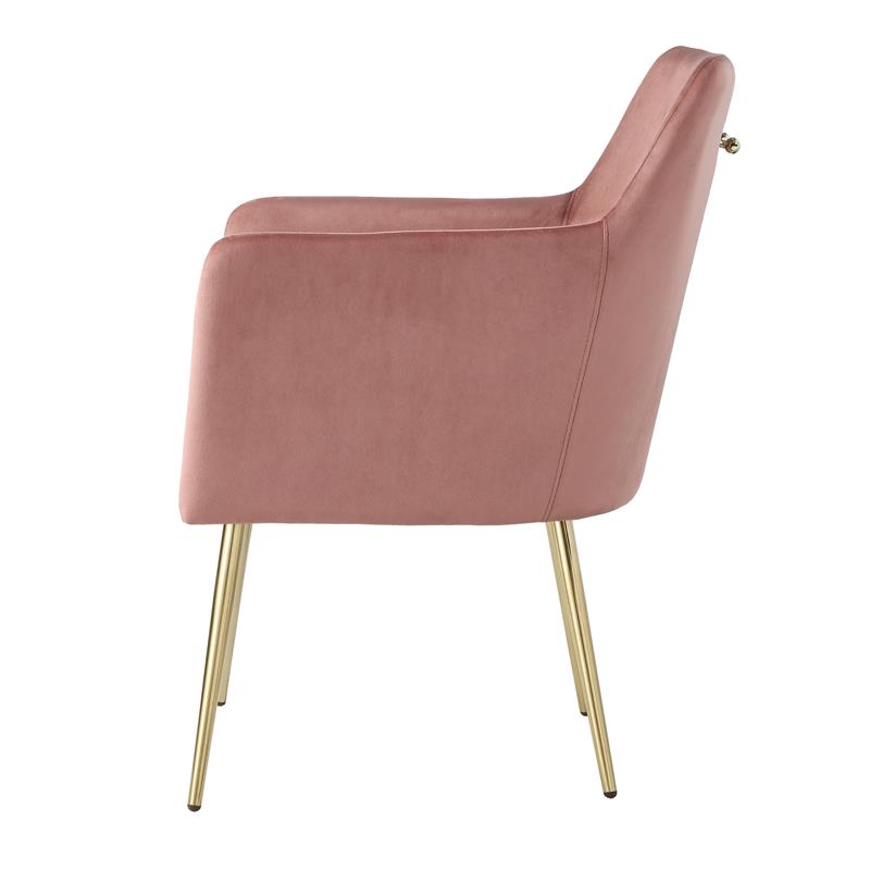 Posh Living Perogo Velvet Dining Chair in Blush Pink/Gold (Set of 2)
