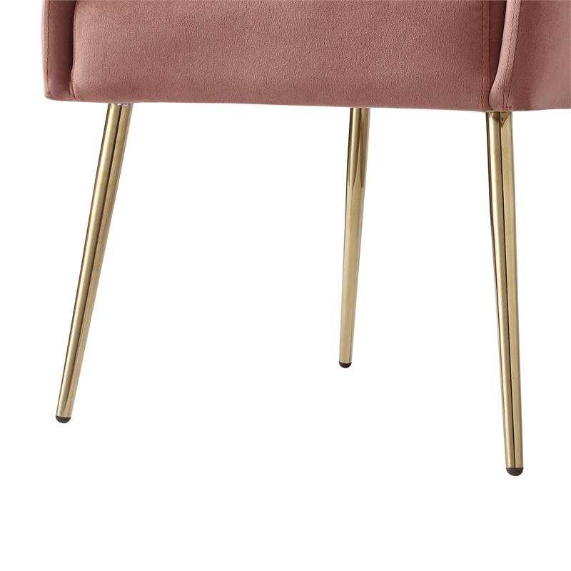 Posh Living Perogo Velvet Dining Chair in Blush Pink/Gold (Set of 2)
