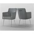 Posh Living Perogo Velvet Dining Chair in Light Gray/Chrome (Set of 2)