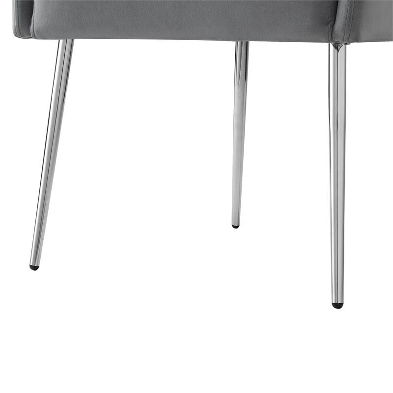 Posh Living Perogo Velvet Dining Chair in Light Gray/Chrome (Set of 2)