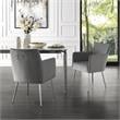 Posh Living Perogo Velvet Dining Chair in Light Gray/Chrome (Set of 2)