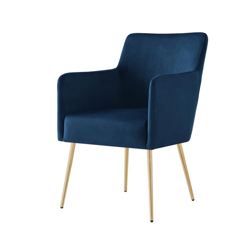 Posh Living Perogo Velvet Dining Chair in Navy Blue/Gold (Set of 2)