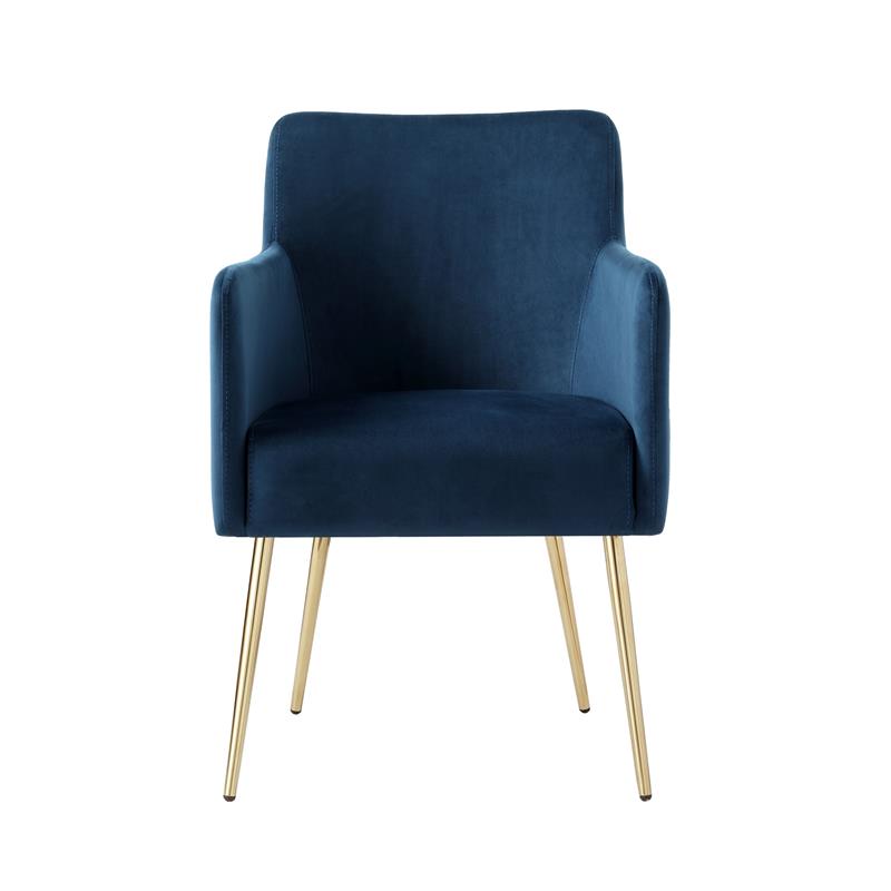 Posh Living Perogo Velvet Dining Chair in Navy Blue/Gold (Set of 2)