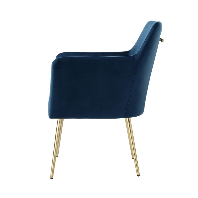Posh Living Perogo Velvet Dining Chair in Navy Blue/Gold (Set of 2)