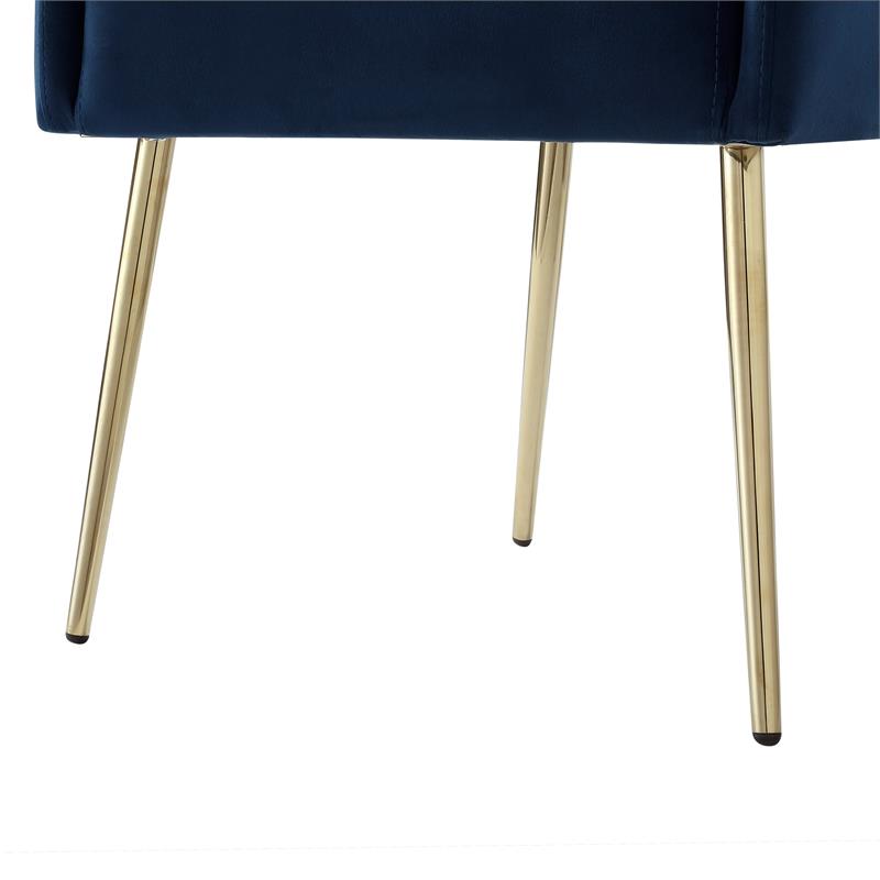 Posh Living Perogo Velvet Dining Chair in Navy Blue/Gold (Set of 2)