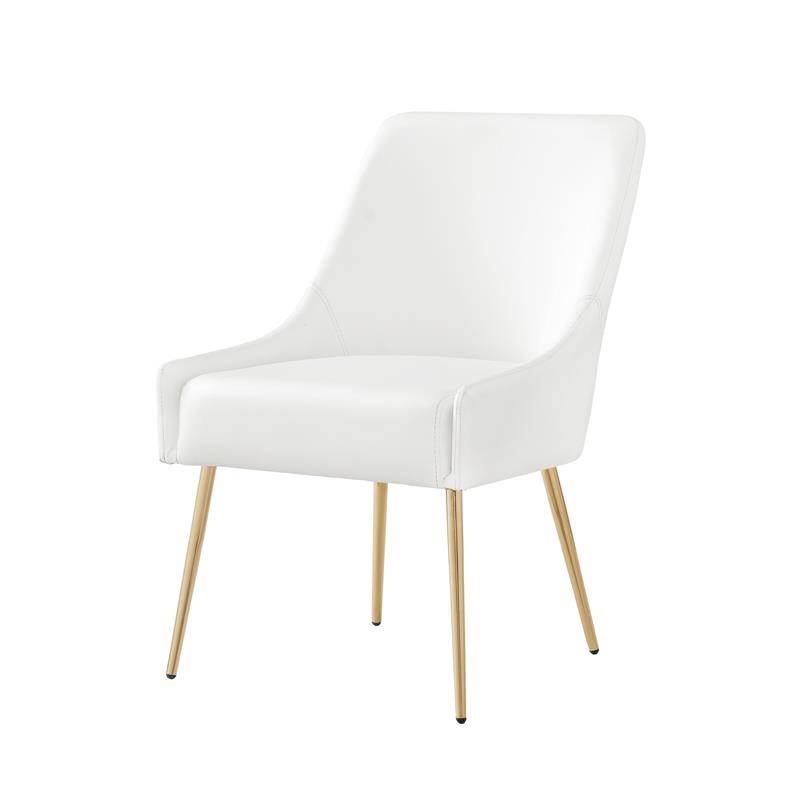 Posh Living Perogo Faux Leather Dining Chair in White (Set of 2)