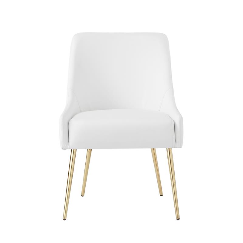 Posh Living Perogo Faux Leather Dining Chair in White (Set of 2)