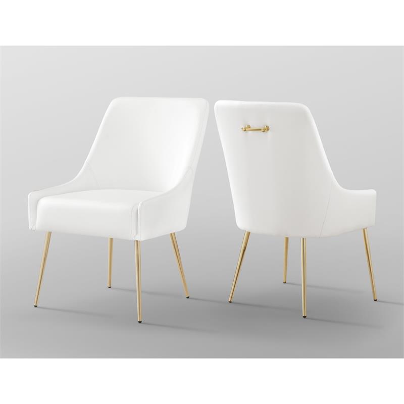 Posh Living Perogo Faux Leather Dining Chair in White (Set of 2)