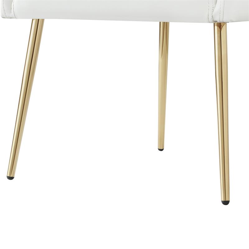 Posh Living Perogo Faux Leather Dining Chair in White (Set of 2)