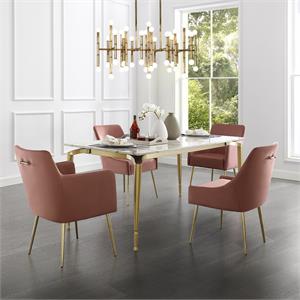 Posh Living Perogo Velvet Dining Side Chair in Blush pink/Gold (Set of 2)