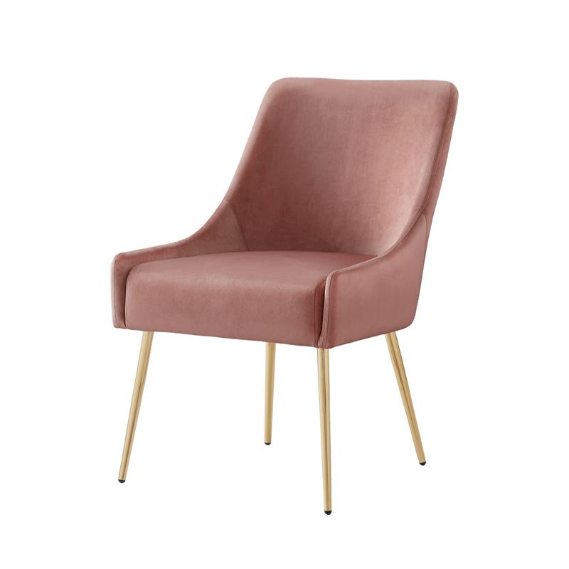 Posh Living Perogo Velvet Dining Side Chair in Blush pink/Gold (Set of 2)